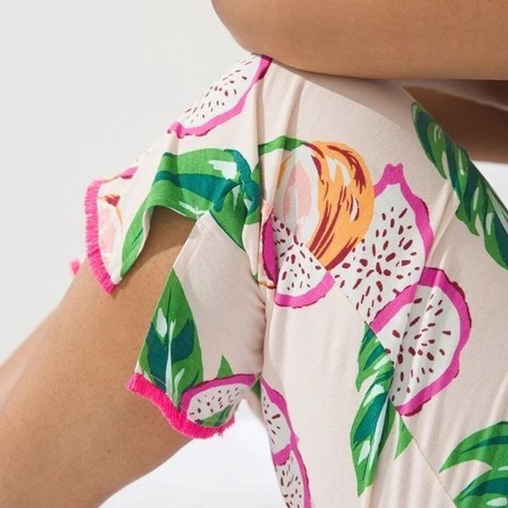 Soma Womens Cool Nights Dragonfruit Print Crop Pajama Pants Pink XXL